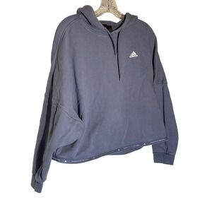 Adidas Women Cropped‎ Hoodie Pullover Blue Casual Athletic Size Large